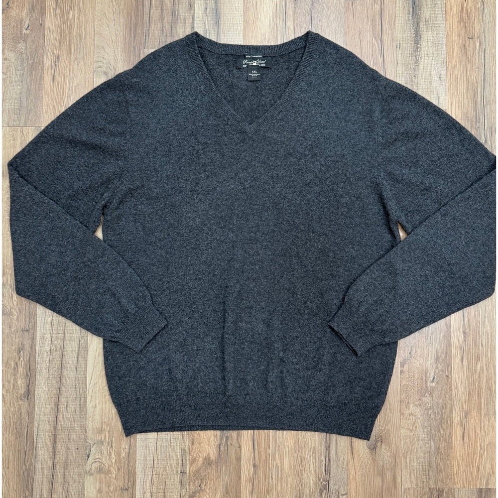 Pronto Uomo‎ 100% Cashmere V-Neck Sweater Men's XXL Charcoal Gray